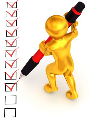 man checking boxes